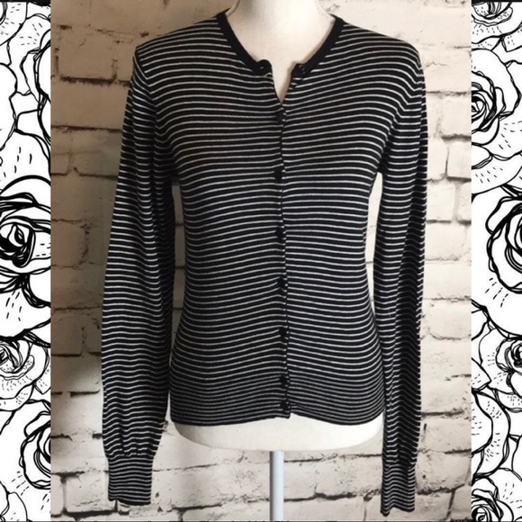 Fate Sweaters - NWT Stitch Fix Fate Dennison B&W Striped Cardigan